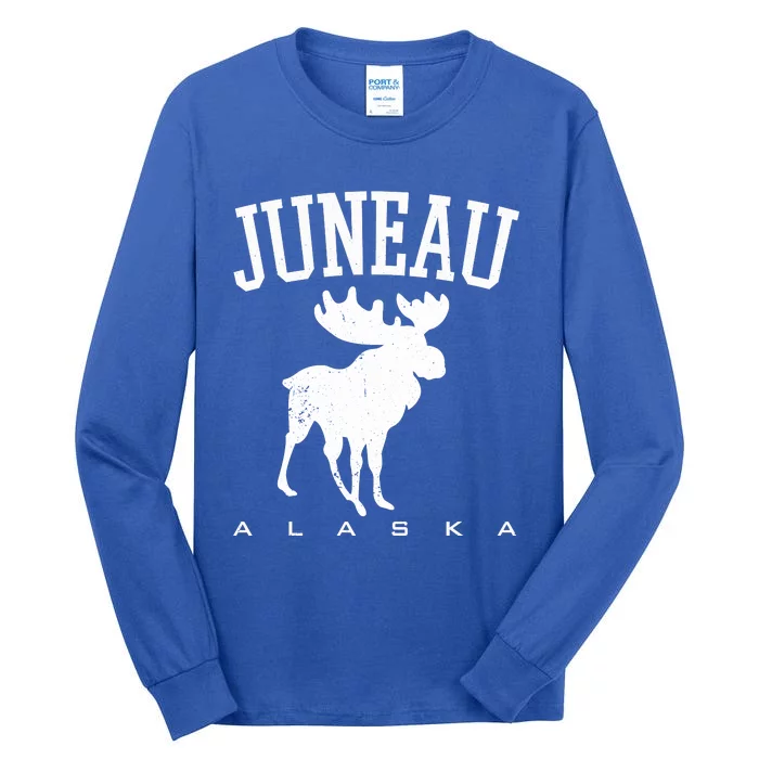 Juneau Alaska Moose Family Hiking Camping Trip Retro Vintage Funny Gift Tall Long Sleeve T-Shirt