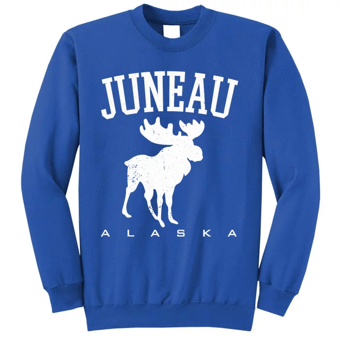 Juneau Alaska Moose Family Hiking Camping Trip Retro Vintage Funny Gift Tall Sweatshirt