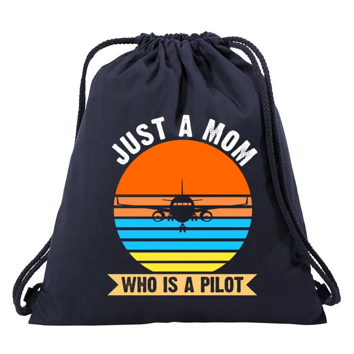 Just A Mom Who Is A Pilot Plane Gift Drawstring Bag