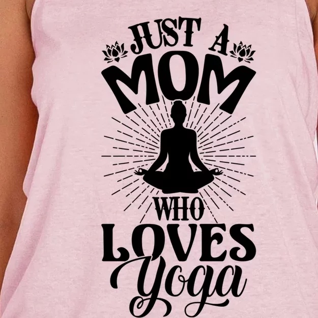 Just A Mom Who Loves Yoga Fitness Funny Mothers Day Gift Funny Gift Women's Knotted Racerback Tank