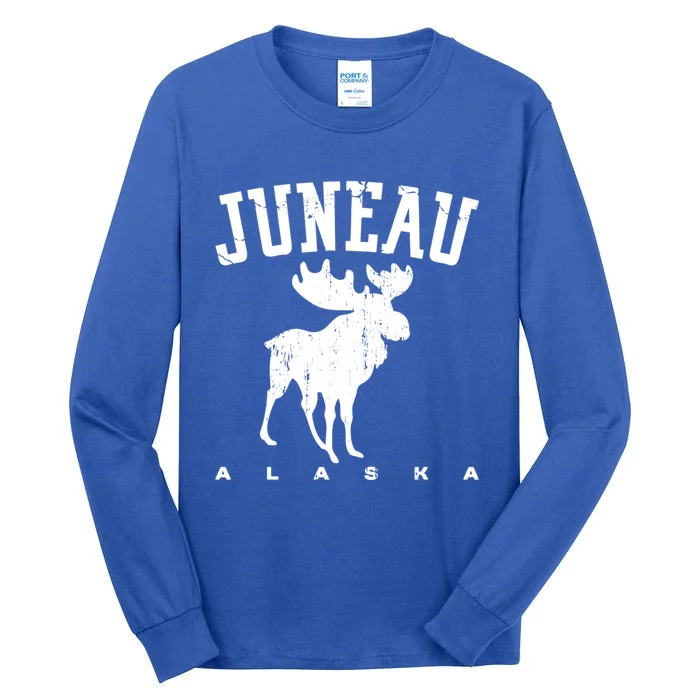 Juneau Alaska Moose Family Hiking Camping Trip Retro Vintage Funny Gift Tall Long Sleeve T-Shirt