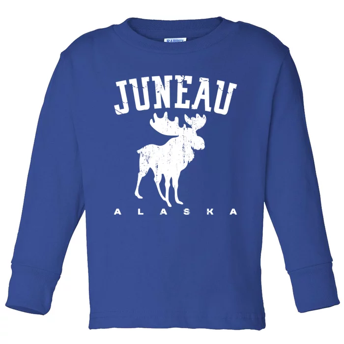 Juneau Alaska Moose Family Hiking Camping Trip Retro Vintage Funny Gift Toddler Long Sleeve Shirt