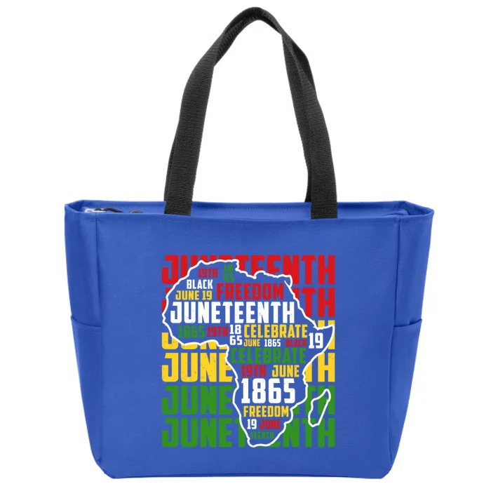 Juneteenth African Map Pride Celebrate 1865 Black History Meaningful Gift Zip Tote Bag