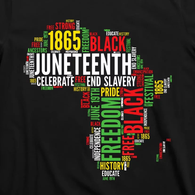 Juneteenth Africa Map Word Art Black Pride Juneteenth T-Shirt