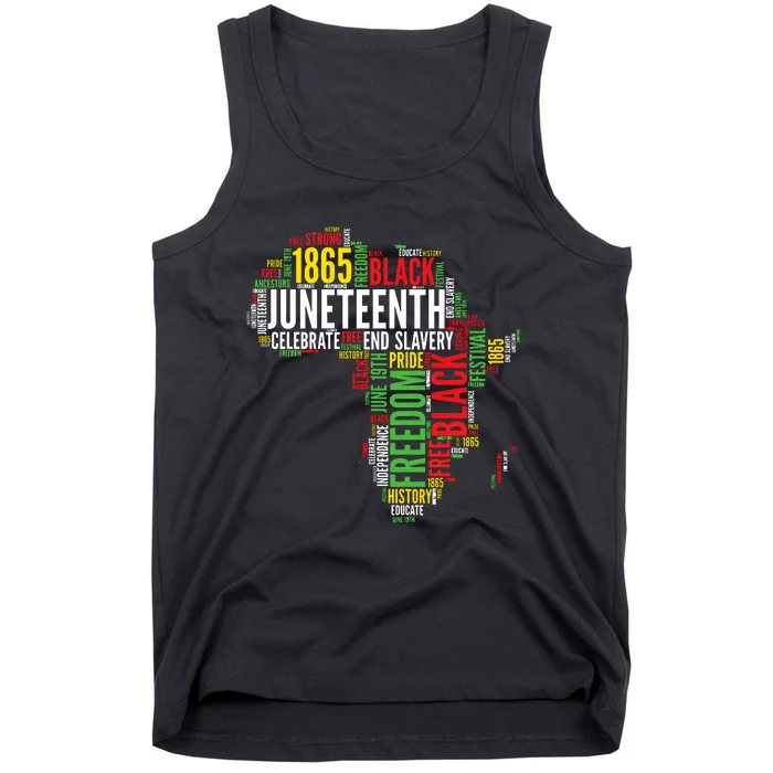 Juneteenth Africa Map Word Art Black Pride Juneteenth Tank Top