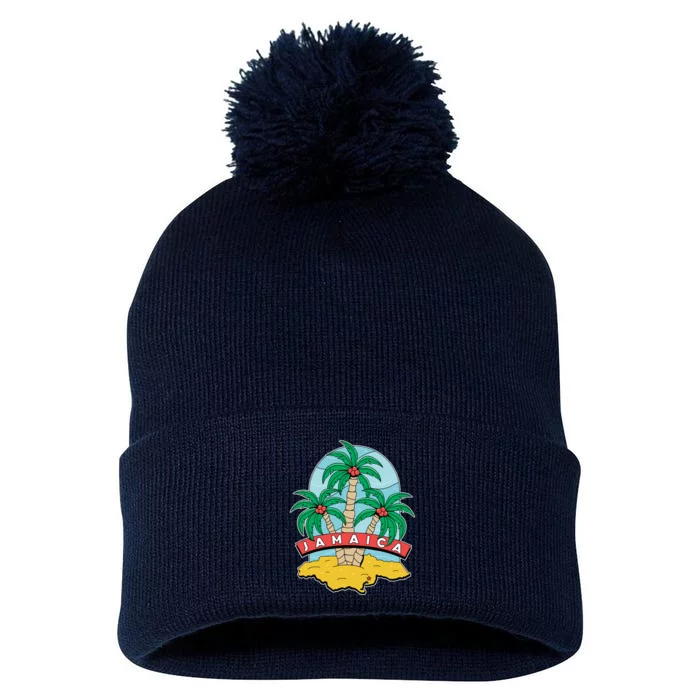 Jamaica Beach Pom Pom 12in Knit Beanie