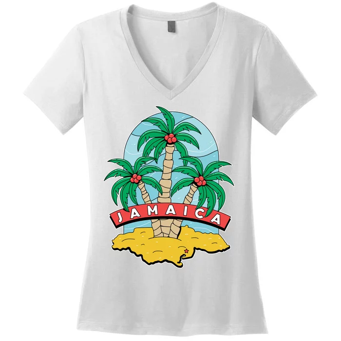 Jamaica Beach Women's V-Neck T-Shirt