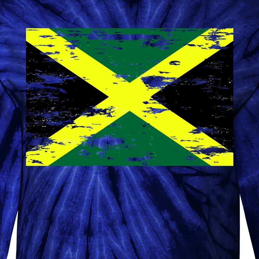 Jamaica Distressed Flag Tie-Dye Long Sleeve Shirt