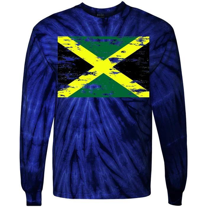 Jamaica Distressed Flag Tie-Dye Long Sleeve Shirt