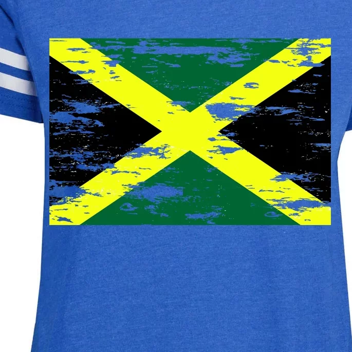 Jamaica Distressed Flag Enza Ladies Jersey Football T-Shirt