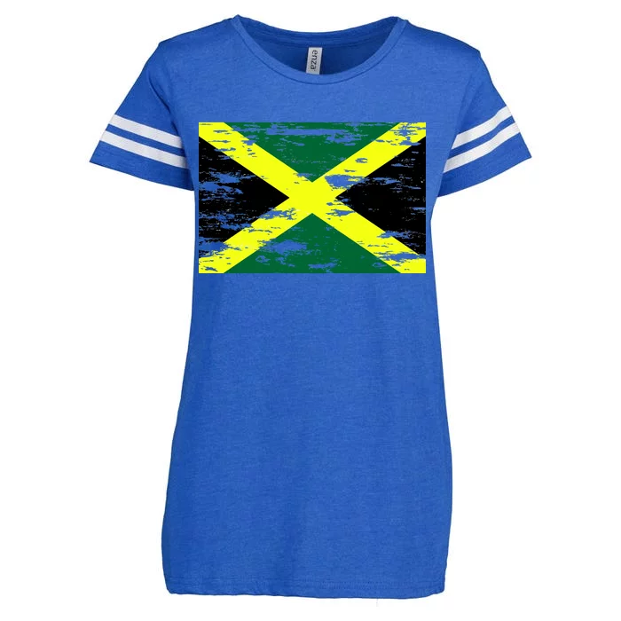 Jamaica Distressed Flag Enza Ladies Jersey Football T-Shirt