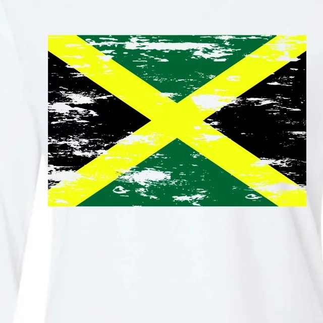 Jamaica Distressed Flag Womens Cotton Relaxed Long Sleeve T-Shirt