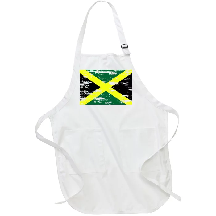 Jamaica Distressed Flag Full-Length Apron With Pocket