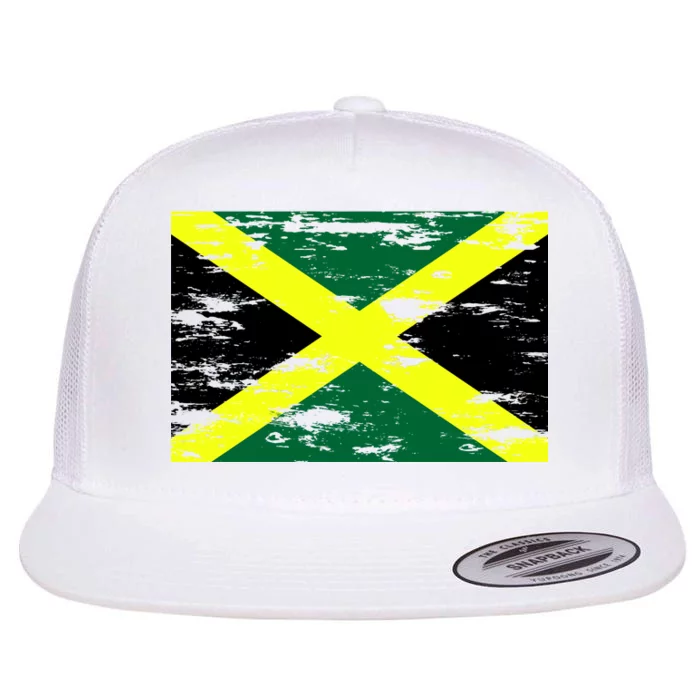 Jamaica Distressed Flag Flat Bill Trucker Hat