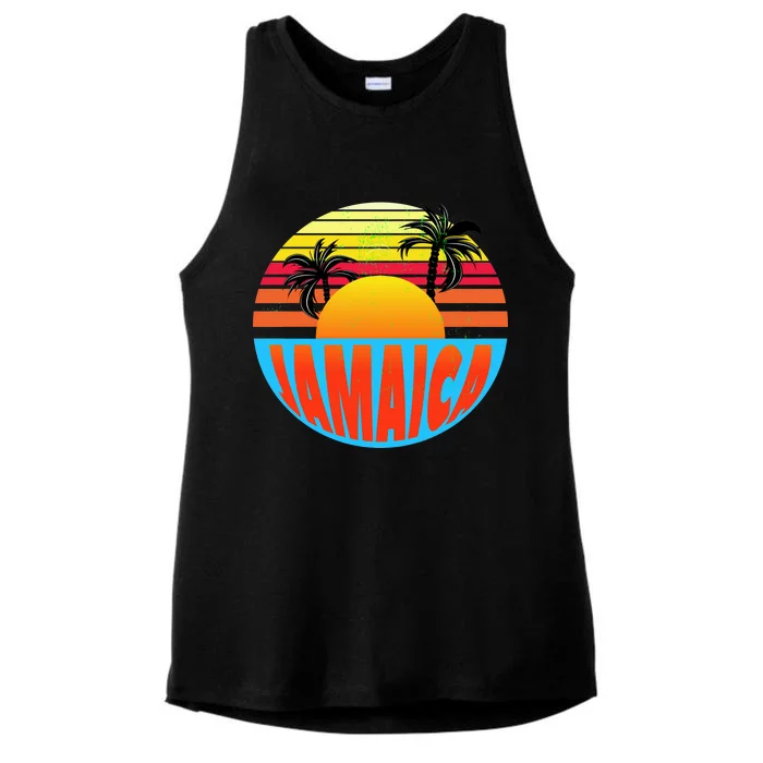 Jamaica Retro Circle Ladies Tri-Blend Wicking Tank