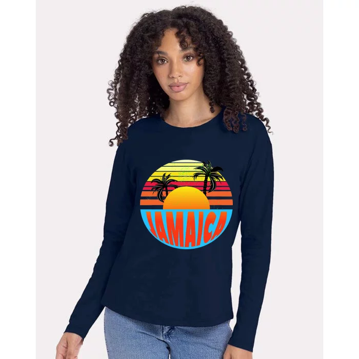 Jamaica Retro Circle Womens Cotton Relaxed Long Sleeve T-Shirt