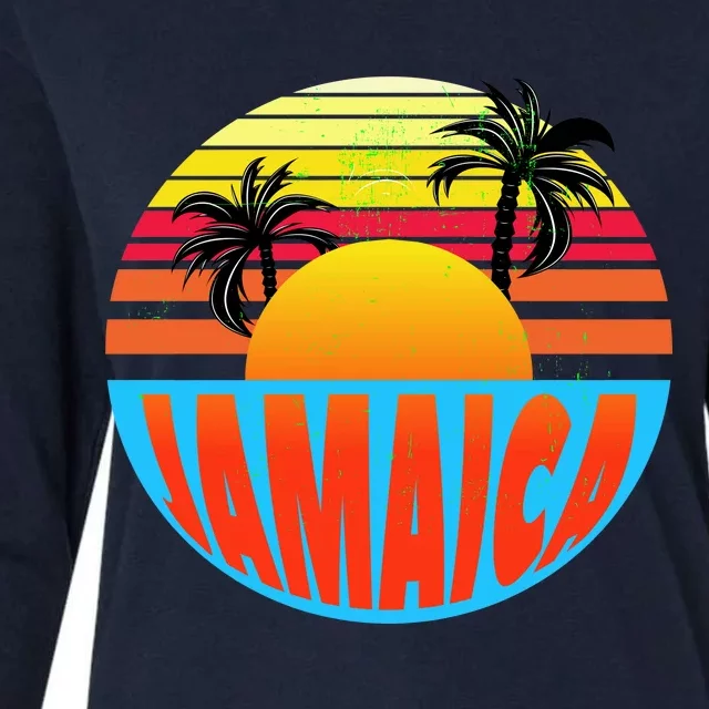 Jamaica Retro Circle Womens Cotton Relaxed Long Sleeve T-Shirt