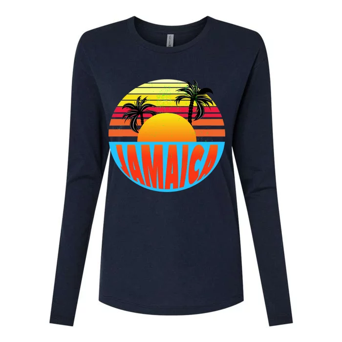 Jamaica Retro Circle Womens Cotton Relaxed Long Sleeve T-Shirt