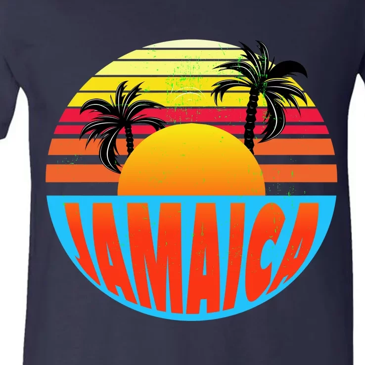 Jamaica Retro Circle V-Neck T-Shirt