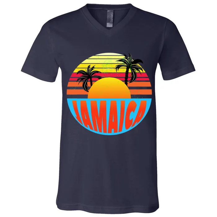 Jamaica Retro Circle V-Neck T-Shirt