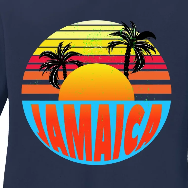 Jamaica Retro Circle Ladies Long Sleeve Shirt