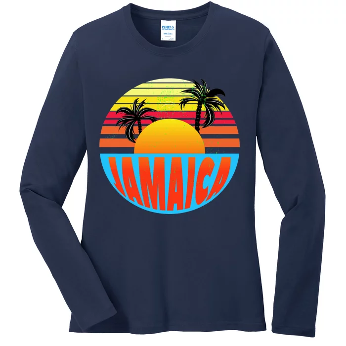 Jamaica Retro Circle Ladies Long Sleeve Shirt