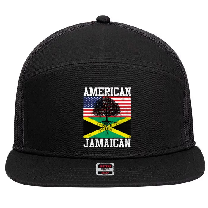 Jamaican American Flag Grown Roots 7 Panel Mesh Trucker Snapback Hat