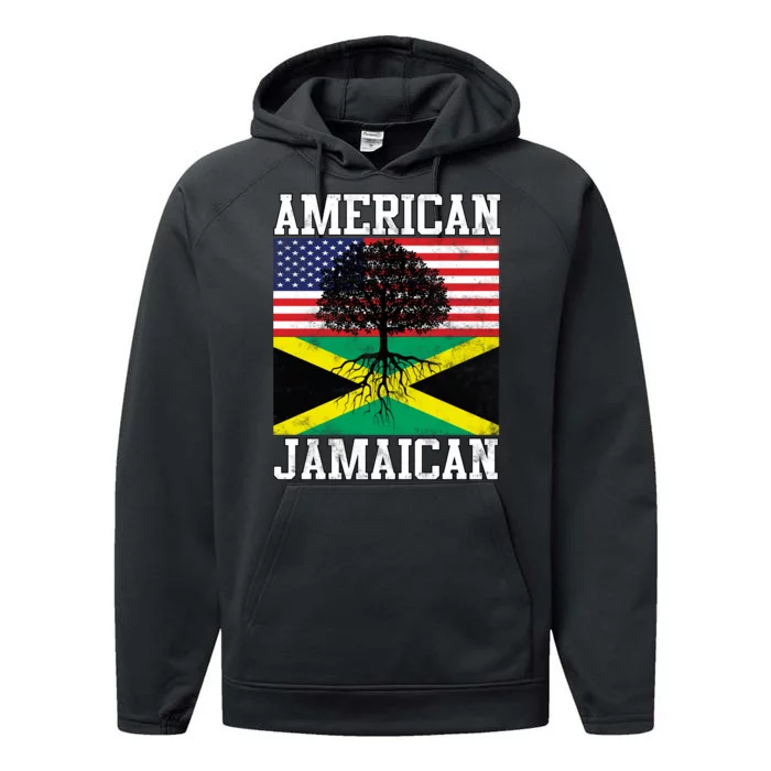 Jamaican American Flag Grown Roots Performance Fleece Hoodie