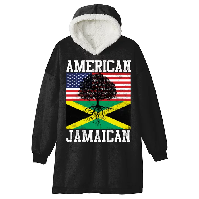 Jamaican American Flag Grown Roots Hooded Wearable Blanket