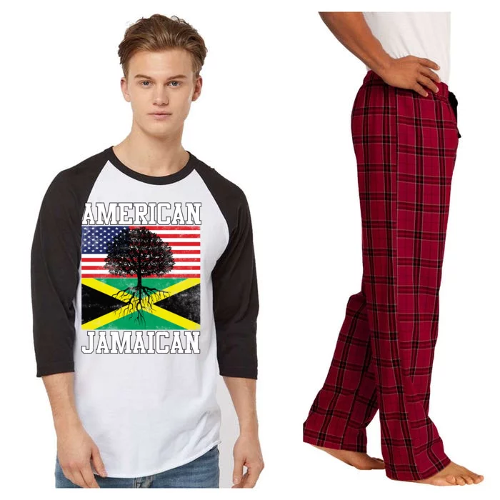 Jamaican American Flag Grown Roots Raglan Sleeve Pajama Set