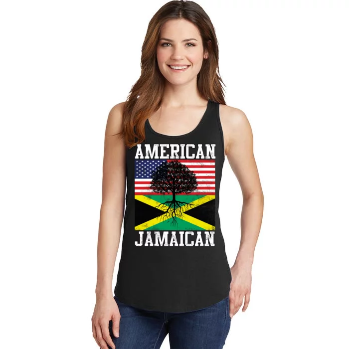 Jamaican American Flag Grown Roots Ladies Essential Tank