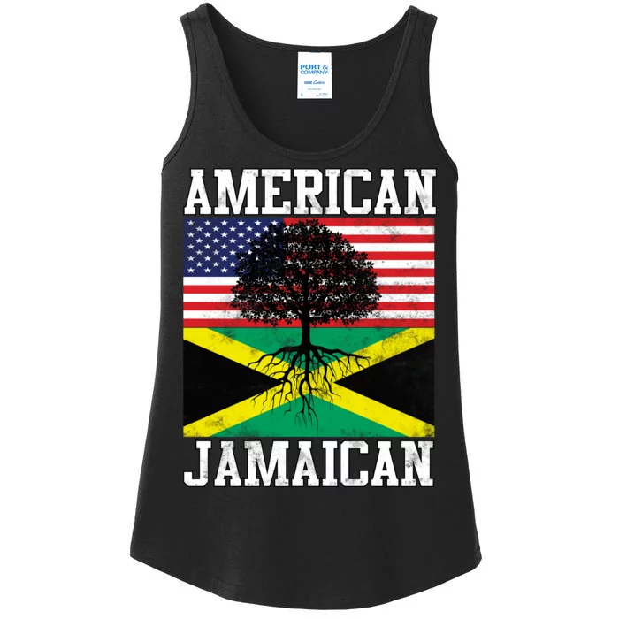 Jamaican American Flag Grown Roots Ladies Essential Tank