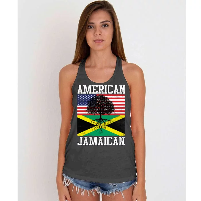 Jamaican American Flag Grown Roots Women's Knotted Racerback Tank