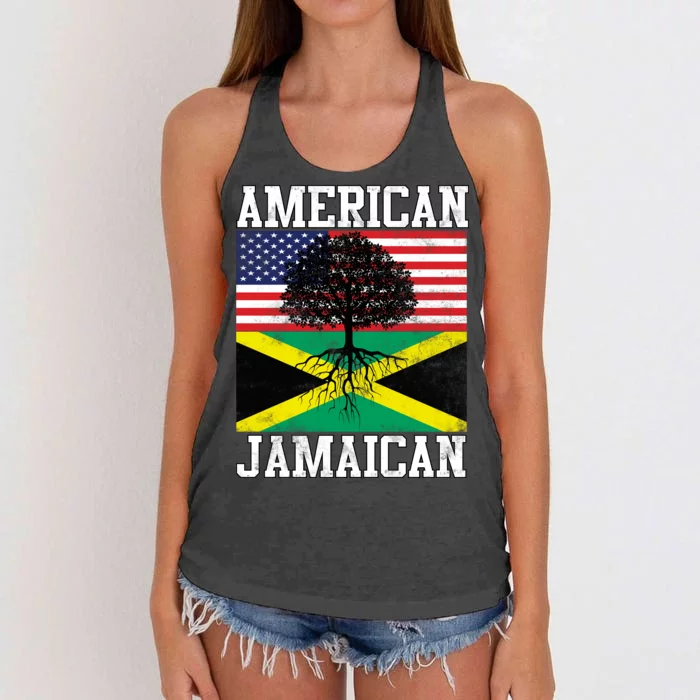 Jamaican American Flag Grown Roots Women's Knotted Racerback Tank