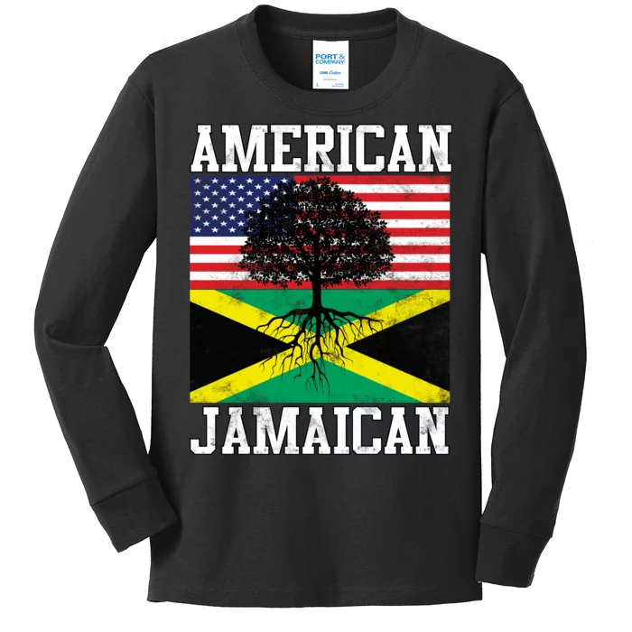 Jamaican American Flag Grown Roots Kids Long Sleeve Shirt