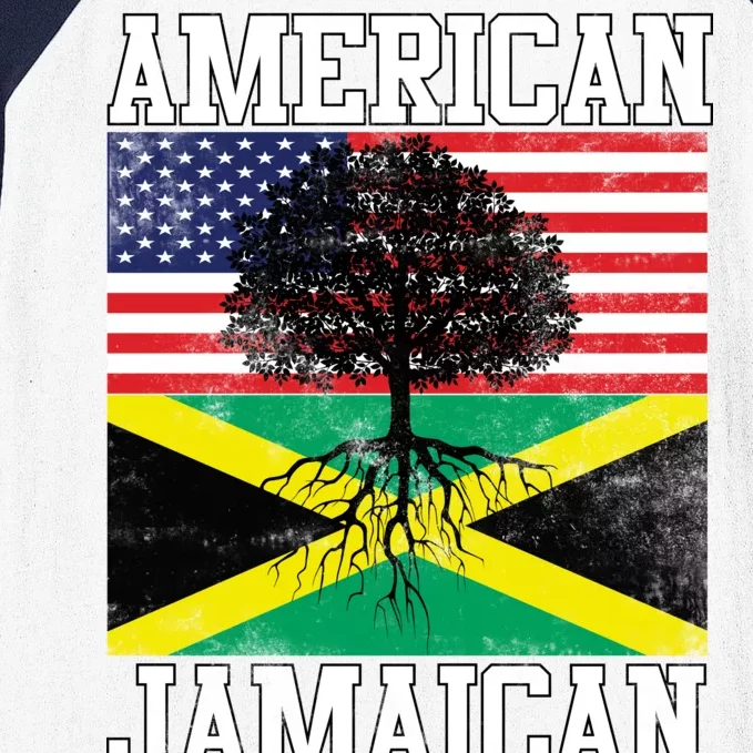 Jamaican American Flag Grown Roots Baseball Sleeve Shirt