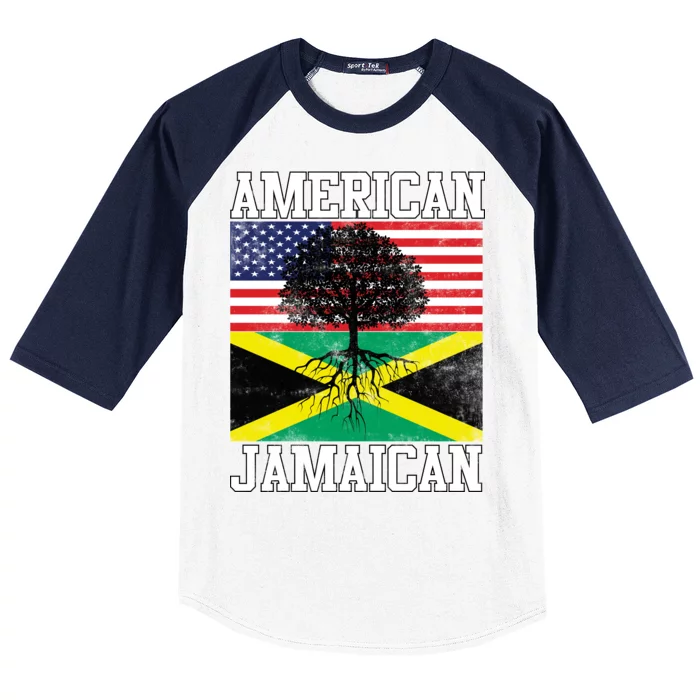 Jamaican American Flag Grown Roots Baseball Sleeve Shirt