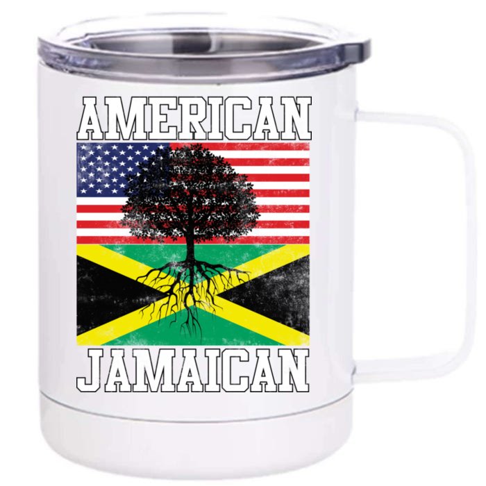 Jamaican American Flag Grown Roots Front & Back 12oz Stainless Steel Tumbler Cup