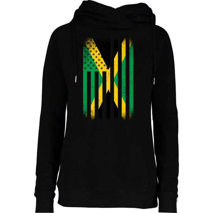 Jamaican Vintage Jamaica Flag Womens Funnel Neck Pullover Hood