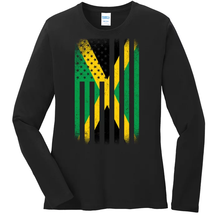 Jamaican Vintage Jamaica Flag Ladies Long Sleeve Shirt