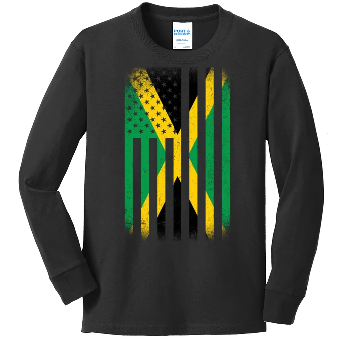 Jamaican Vintage Jamaica Flag Kids Long Sleeve Shirt