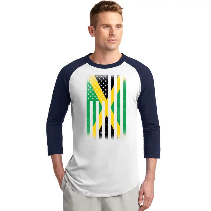 Jamaican Vintage Jamaica Flag Baseball Sleeve Shirt