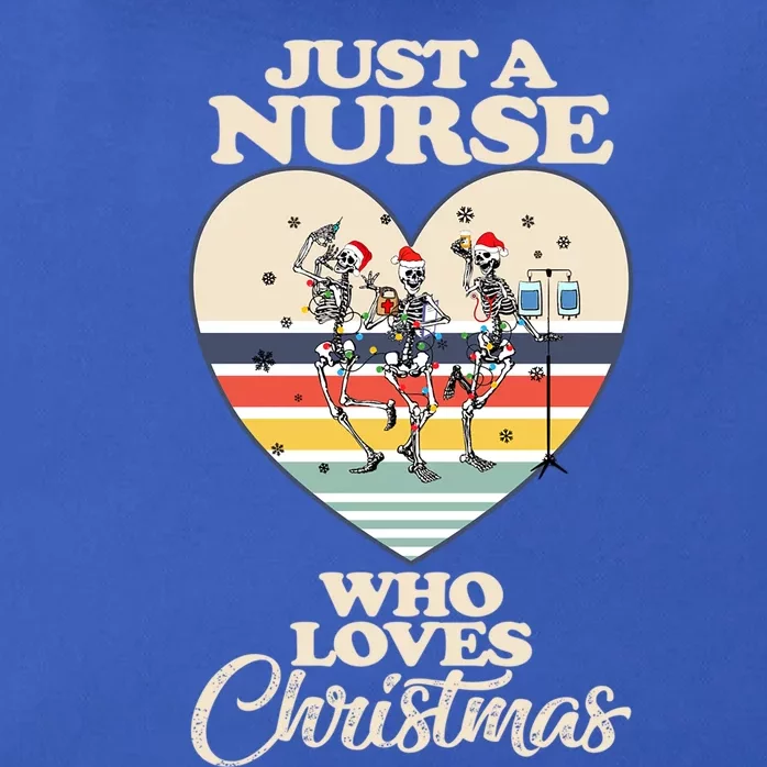 Just A Nurse Who Loves Christmas Retro Skeleton Nurse Gift Zip Tote Bag