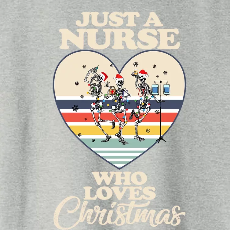 Just A Nurse Who Loves Christmas Retro Skeleton Nurse Gift Women's Crop Top Tee