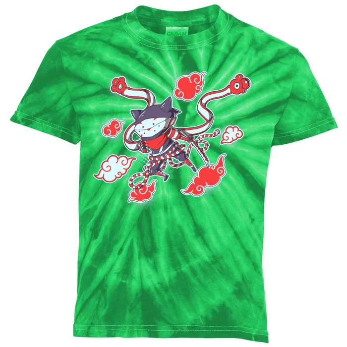 Japanese Anime Ninja Shinobi Cat Kids Tie-Dye T-Shirt