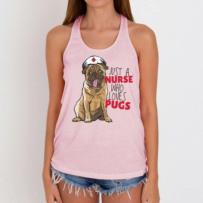 Just A Nurse Who Loves Pugs Women's Knotted Racerback Tank