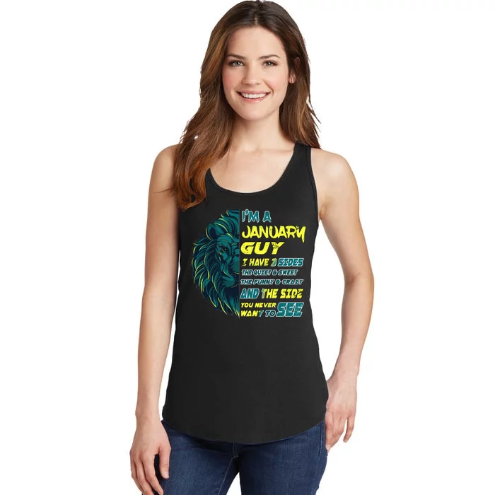 January Birthday Guy Has 3 Sides Sweet Funny Crazy Ladies Essential Tank