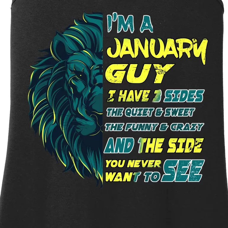 January Birthday Guy Has 3 Sides Sweet Funny Crazy Ladies Essential Tank