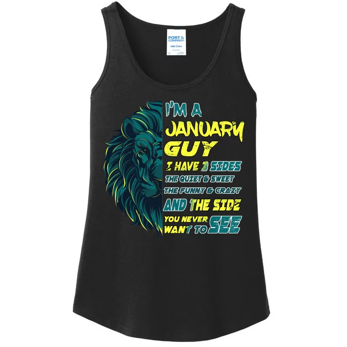 January Birthday Guy Has 3 Sides Sweet Funny Crazy Ladies Essential Tank