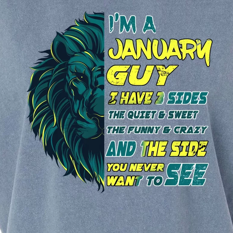 January Birthday Guy Has 3 Sides Sweet Funny Crazy Garment-Dyed Women's Muscle Tee